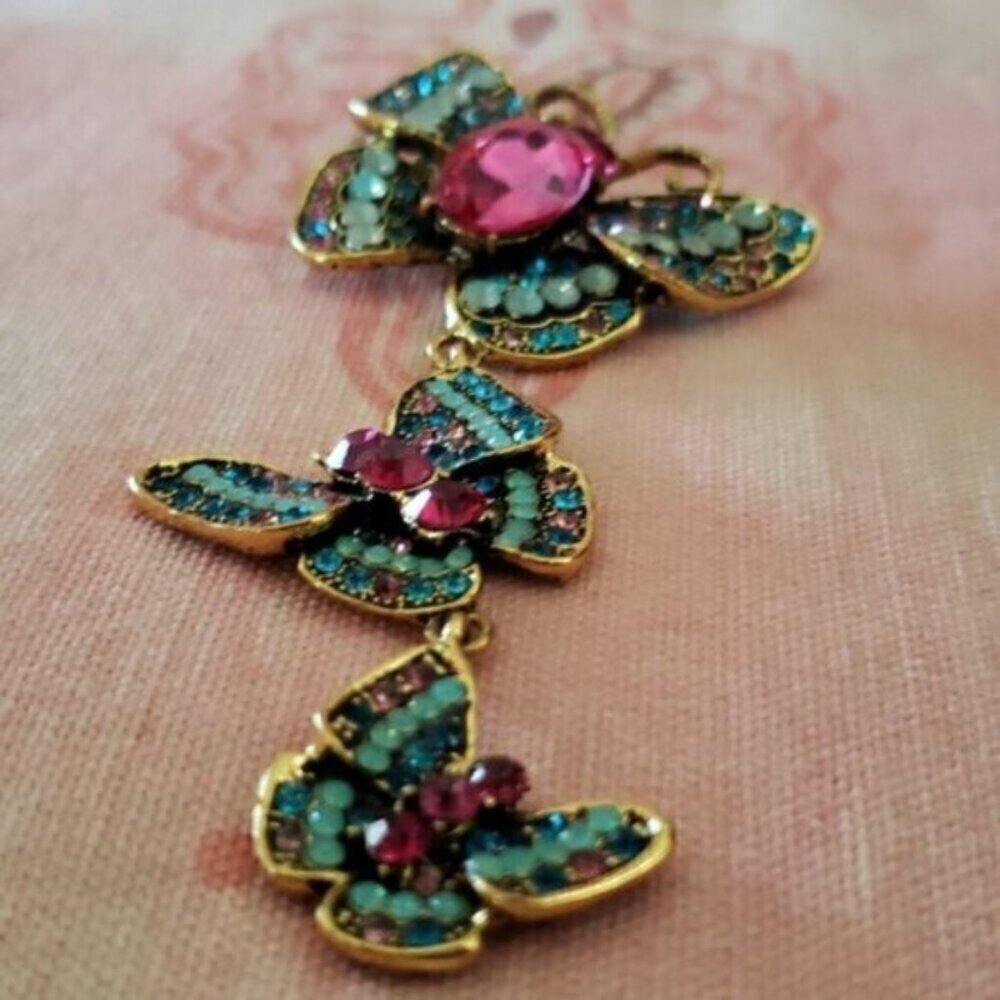 Large Butterfly Corsage Rhinestone Brooch Butterflies Butterfly Pin - Picture 6 of 13